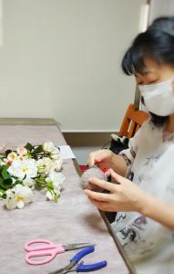 お母様が花嫁様のブーケ＆ブートニアを手作り・アーティフィシャルフラワー