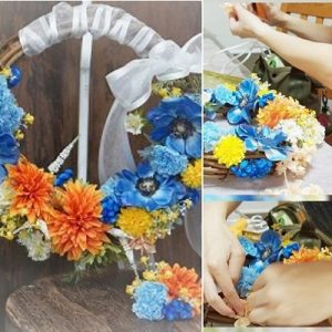 プレ花嫁様がリースブーケ手作り♪アーティフィシャルフラワー