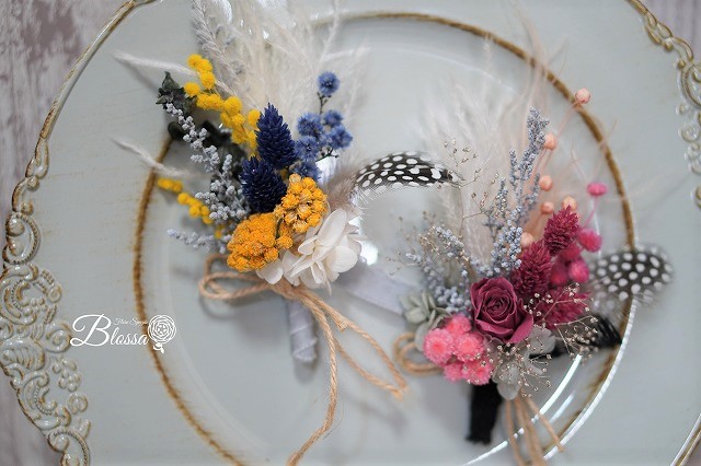 ドライフラワーを使ったコサージュ